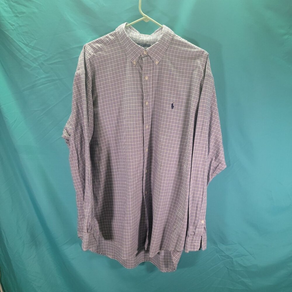 Ralph Lauren Mens Blake Plaid Button-Down Shirt 100% Cotton Size XL